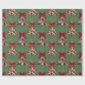 Süße Koketten-Patchwork-Weihnachten grüne Tupfen Geschenkpapier (Flach)