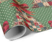 Süße Koketten-Patchwork-Weihnachten grüne Tupfen Geschenkpapier (Rolleneckpunkt)