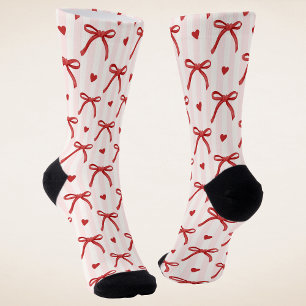 Süße Koketten Rote Schleifen Liebesherzen Socken