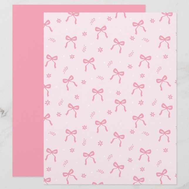 Süße Kokettenbögen und Blüten Scrapbook Papier (Vorne/Hinten)