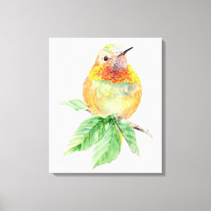 Süße Kolibri-Aquarellmalerei Wildlife-Kunst Leinwanddruck