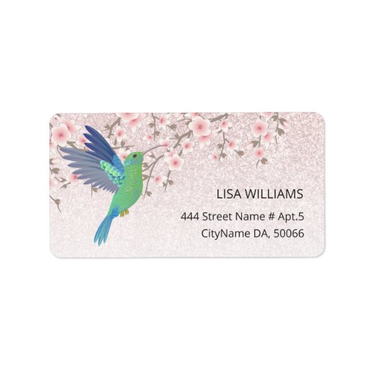 Süße Kolibri-Kirschblüte Adressaufkleber (Vorne)