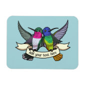 Süße Kolibris mit eigenem Text - Bandkunstwerk Magnet (Horizontal)