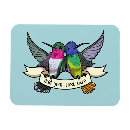 Süße Kolibris mit eigenem Text - Bandkunstwerk Magnet (Horizontal)