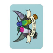 Süße Kolibris mit eigenem Text - Bandkunstwerk Magnet (Vertikal)