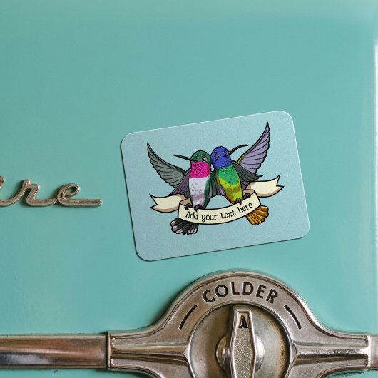 Süße Kolibris mit eigenem Text - Bandkunstwerk Magnet