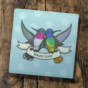 Süße Kolibris Naturliebhaber Band Cartoon Glasuntersetzer