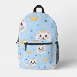 Süße königliche Katze mit blauem Kronenmuster Kind Bedruckter Rucksack