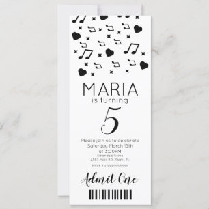 Süße Konzerte Musik   Ticket-Style-Party  Einladung