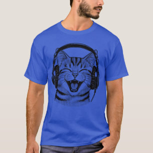 Süße Kopfhörer Katze Lustig Verrückte Musik Katzen T-Shirt