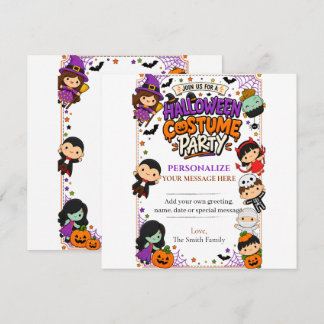 Süße Kostüm-Halloween-Party-Einladung Einladung