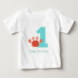 Süße Krabbe, Krabbe ich bin Eins, erster Geburtsta Baby T-shirt