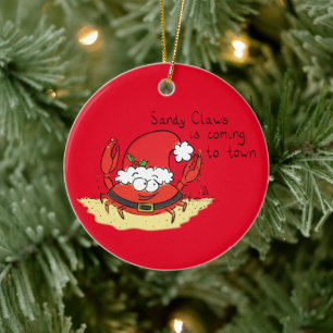 Süße Krabben-Weihnachten Lustiger Feiertag Santa C Keramik Ornament