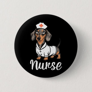 Süße Krankenschwester-Dachshunde in Kostümen Button