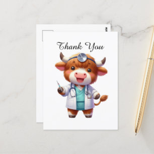 Süße Krankenschwester danke Highland-Kuh Postkarte