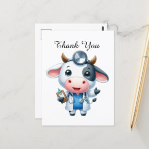 Süße Krankenschwester dankeschön Kuh Postkarte