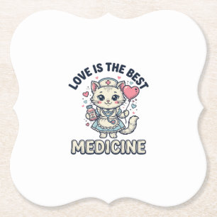 Süße Krankenschwester Katze Liebe ist die beste Me Untersetzer