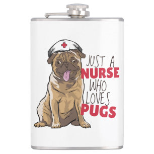 Süße Krankenschwester liebt Mops-Geschenk RN Hunde Flachmann