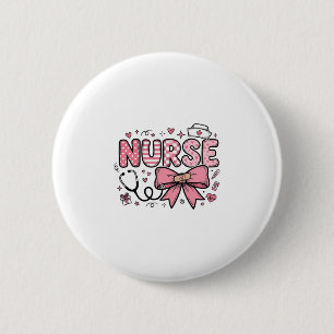 Süße Krankenschwester Schleife Herz Vektor-Shirt-D Button