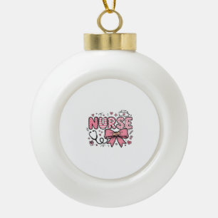 Süße Krankenschwester Schleife Herz Vektor-Shirt D Keramik Kugel-Ornament
