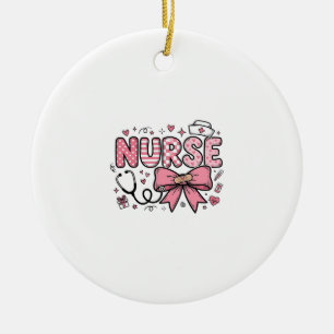 Süße Krankenschwester Schleife Herz Vektor-Shirt-D Keramik Ornament