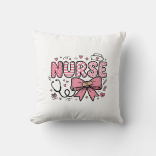 Süße Krankenschwester Schleife Herz Vektor-Shirt-D Kissen