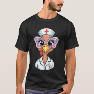 Süße Krankenschwester Truthahn Gesicht Sonnenbrill T-Shirt