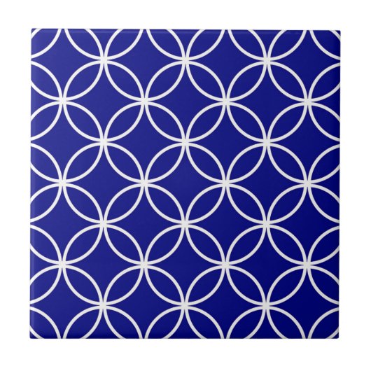 Süße Kreise Geometrisches Muster Marineblau Fliese (Vorderseite)