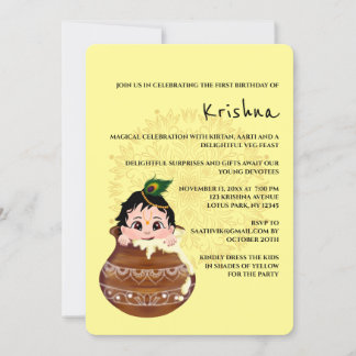 Süße Krishna-Karte zum Geburtstag - Krishna-Kunst Einladung