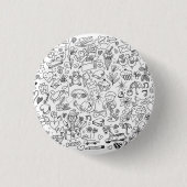 Süße Kritzel Schwarz & Weiß Button (Vorderseite)