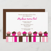 Süße Kuchen-Geburtstags-Einladung Einladung (Vorne/Hinten)