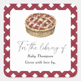 Süsse-Kuchen mit Aquarellfarbe - Kinderdusche Buch Quadratischer Aufkleber