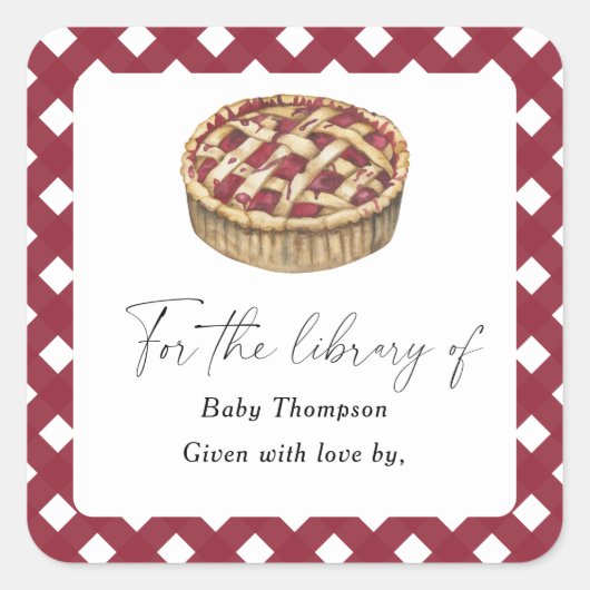 Süsse-Kuchen mit Aquarellfarbe - Kinderdusche Buch Quadratischer Aufkleber (Vorderseite)