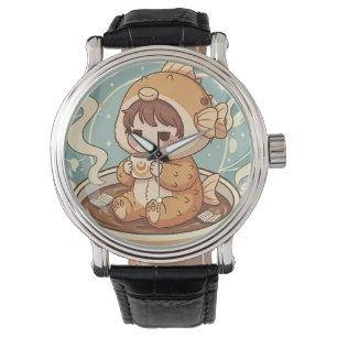 Süße Kugelfisch Kaffee- und Lesekunst Armbanduhr