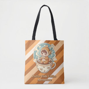 Süße Kugelfisch Kaffee- und Lesekunst Tasche