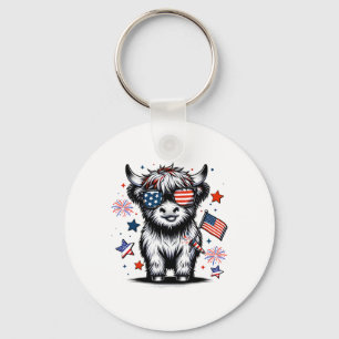 Süße Kuh 4. Juli USA-Flagge Patriotische Kuh Farme Schlüsselanhänger
