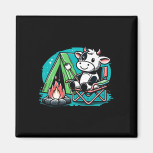 Süße Kuh am Lagerfeuer Lustiger S'more Camping  Magnet
