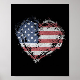 Süße Kuh Blumen 4. Juli USA-Flagge Patriotische Co Poster
