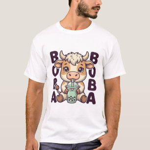 Süße Kuh Boba Tee Vintage Gravur T-Shirt Design
