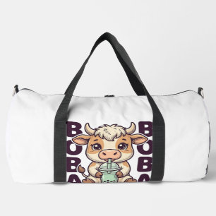 Süße Kuh Boba Tee Vintage Gravur T-Shirt Design Duffle Bag