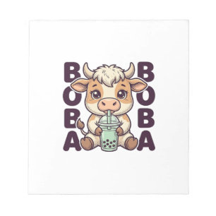 Süße Kuh Boba Tee Vintage Gravur T-Shirt Design Notizblock