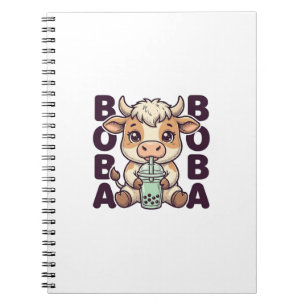 Süße Kuh Boba Tee Vintage Gravur T-Shirt Design Notizblock