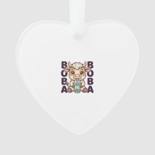 Süße Kuh Boba Tee Vintage Gravur T-Shirt Design Ornament