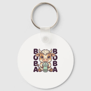 Süße Kuh Boba Tee Vintage Gravur T-Shirt Design Schlüsselanhänger