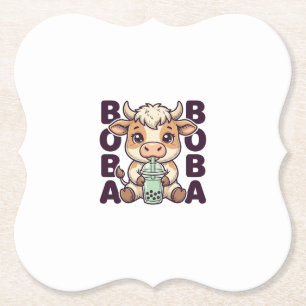 Süße Kuh Boba Tee Vintage Gravur T-Shirt Design Untersetzer