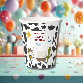 Süße Kuh gedruckte Cowboy-Geburtstag Pappbecher