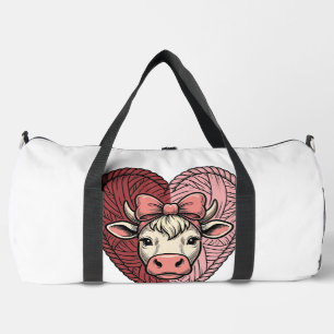 Süße Kuh Herz Garn Vintage Gravur Design_1 Duffle Bag
