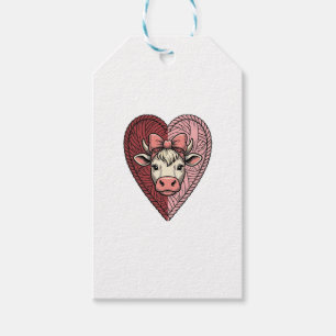 Süße Kuh Herz Garn Vintage Gravur Design_1 Geschenkanhänger
