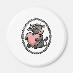 Süße Kuh Herz Vintage Gravur Farm Shirt Magnet