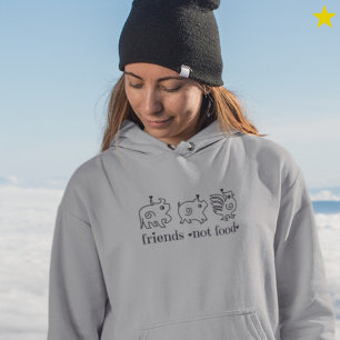 Süße Kuh Huhn Schwein Doodle Vegan Vegetarisch Hoodie